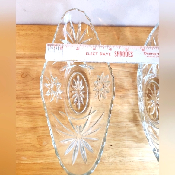 Pair EAPC Star of David Relish Dish Bowls Hocking Glass Vintage - Picture 3 of 7